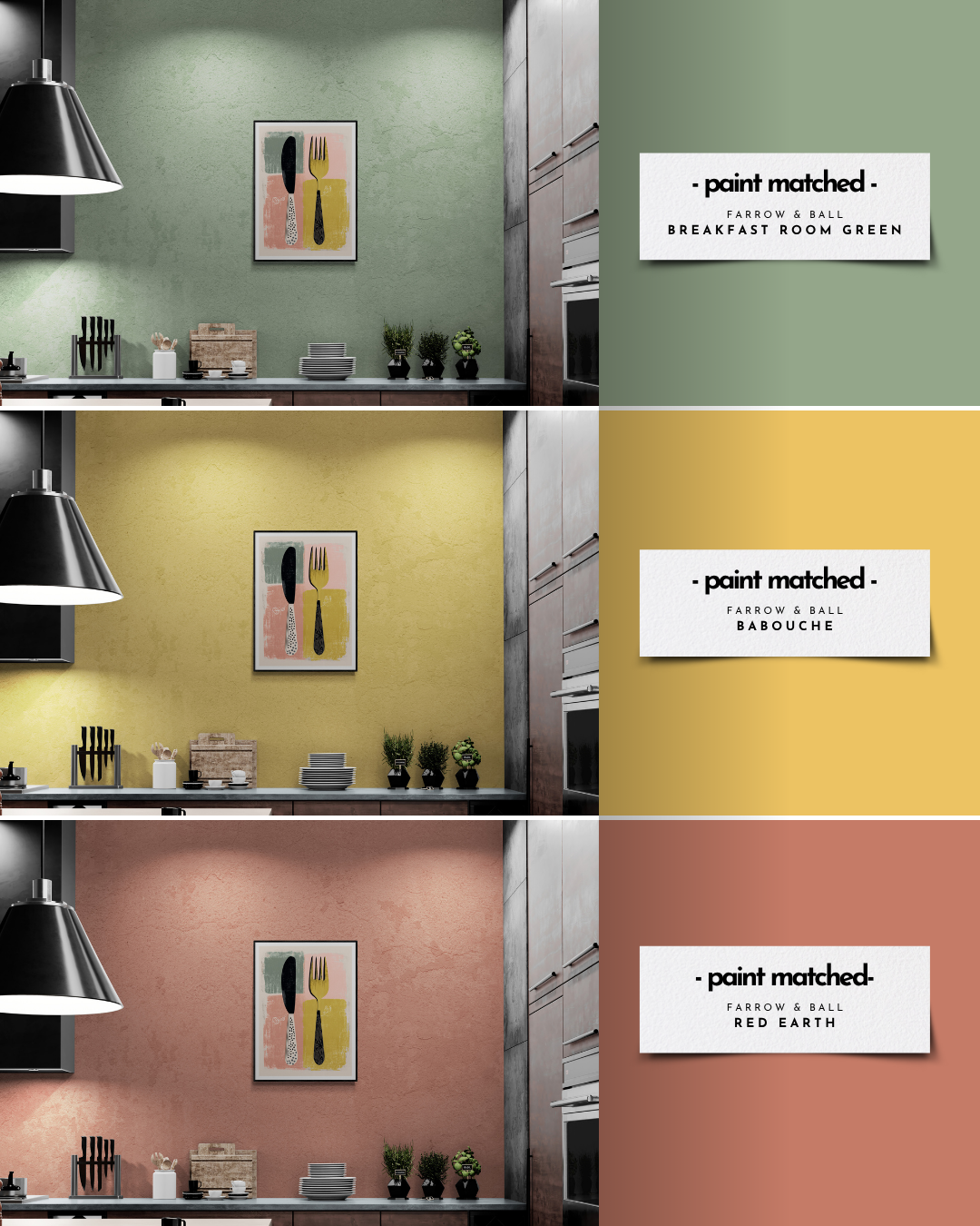kitchen poster, cutlery, retro, quirky, bold, modern, colour matched, paint matched, farrow and ball,