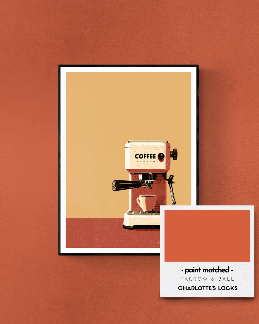 coffee art print, espresso, retro, vintage, kitchen art, retro poster, charlottes locks, reds
