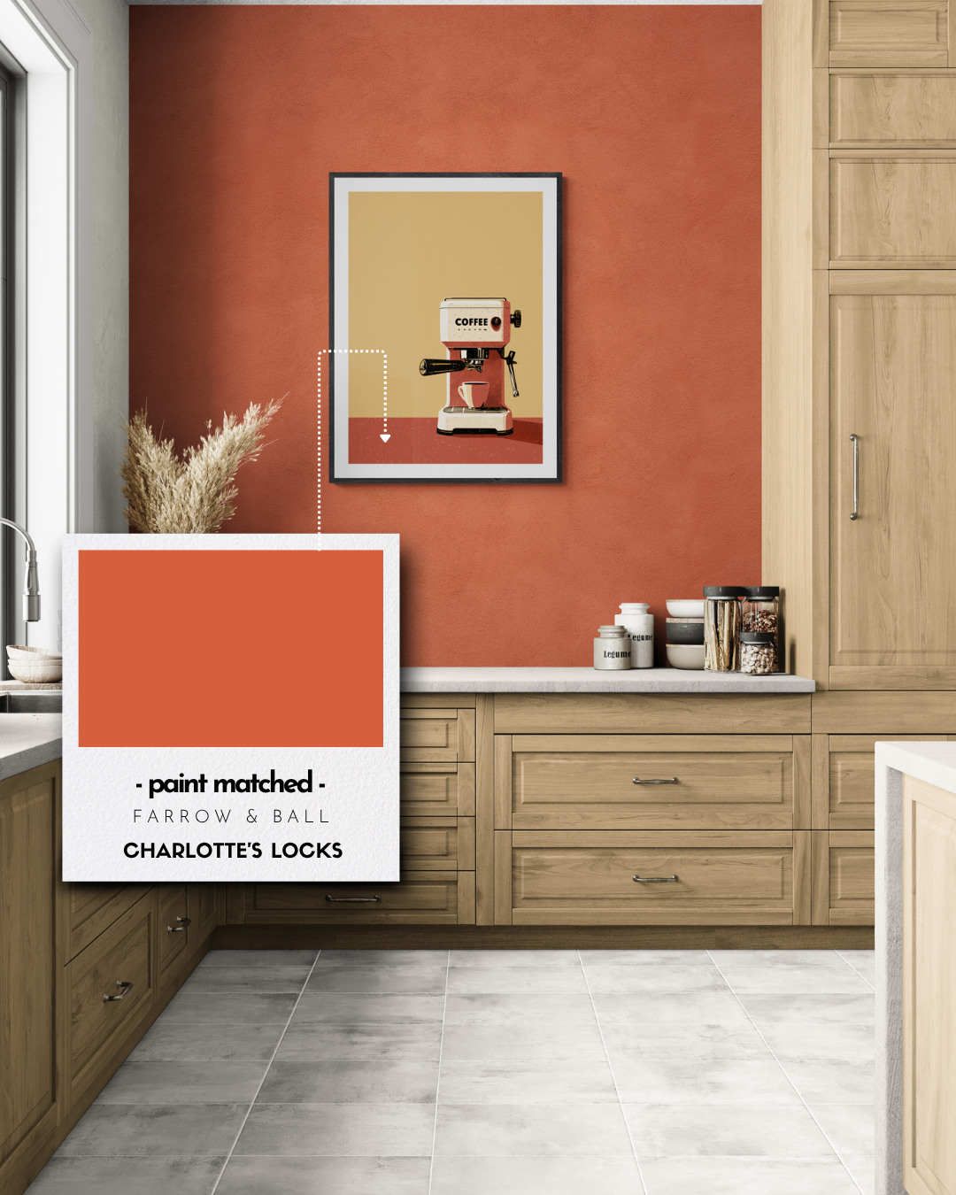 coffee art print, espresso, retro, vintage, kitchen art, retro poster, red prints, charlotte's locks wall art