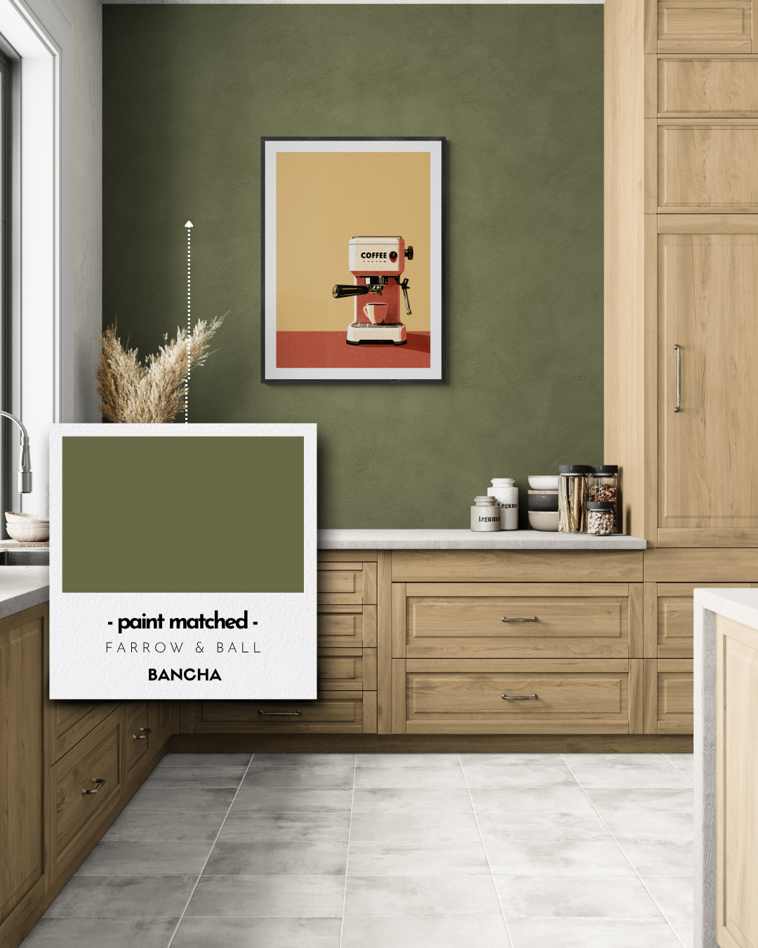 coffee art print, espresso, retro, vintage, kitchen art, retro poster, green prints, bancha wall art