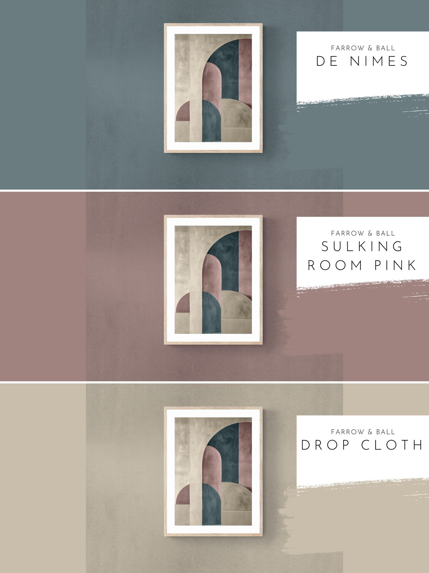 geometric print, pink walls, blue walls, beige walls, farrow & ball