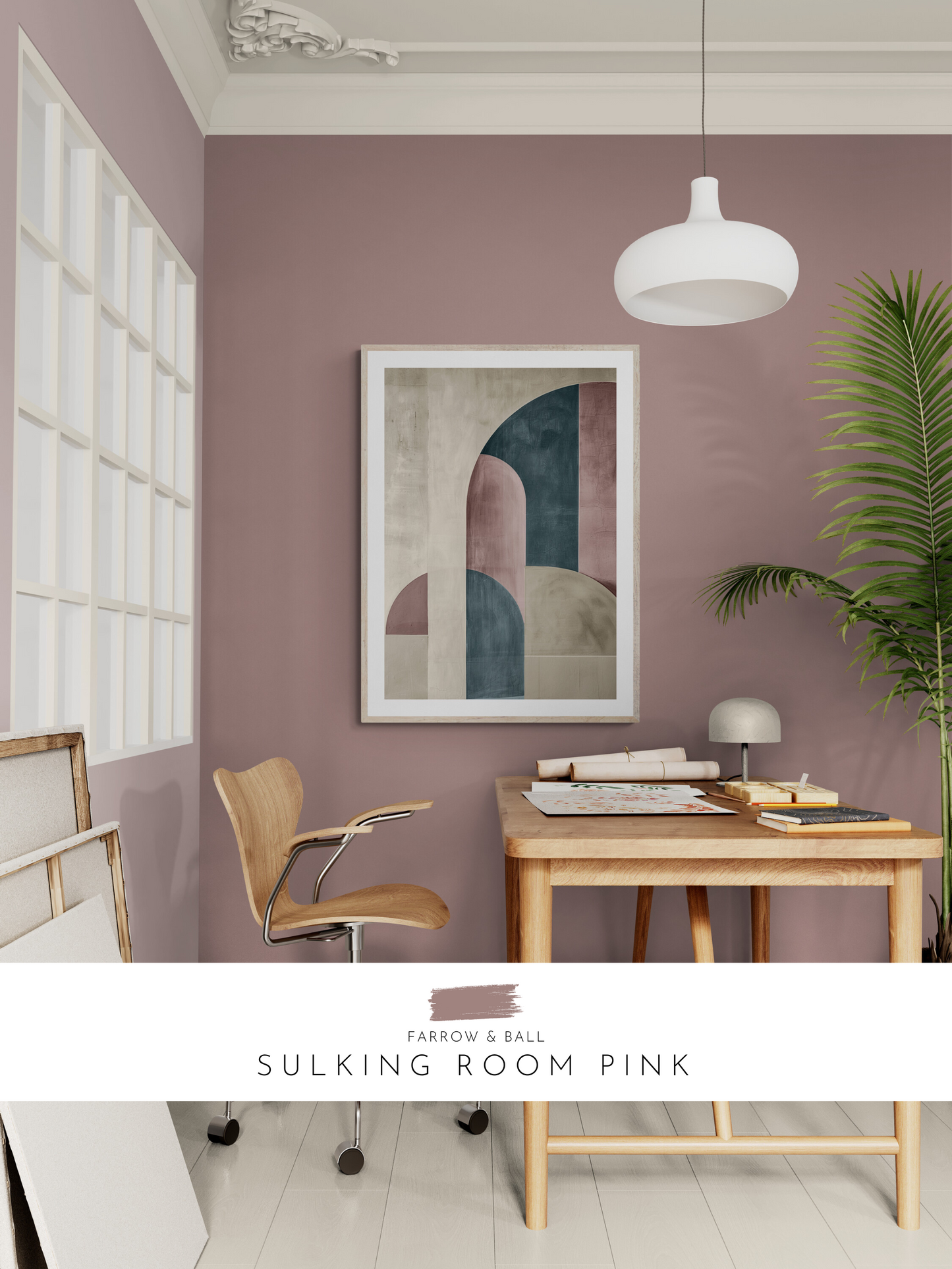 geometric print, modern decor, pink walls, stylish, farrow and ball