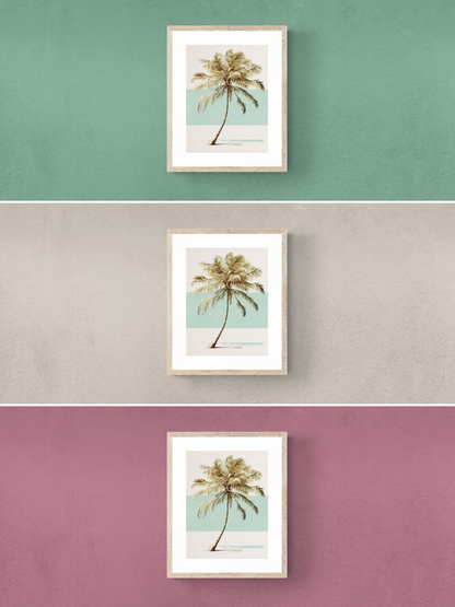 palm print, palm tree, farrow and ball, pink, beige, green, 