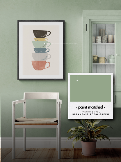 tea poster, quirky kitchen print, tea print, brew poster, farrow and ball, breakfast room green