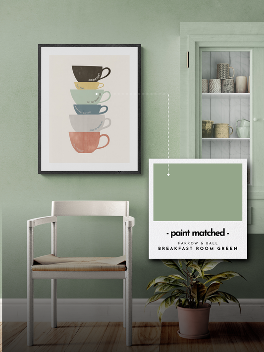 tea poster, quirky kitchen print, tea print, brew poster, farrow and ball, breakfast room green