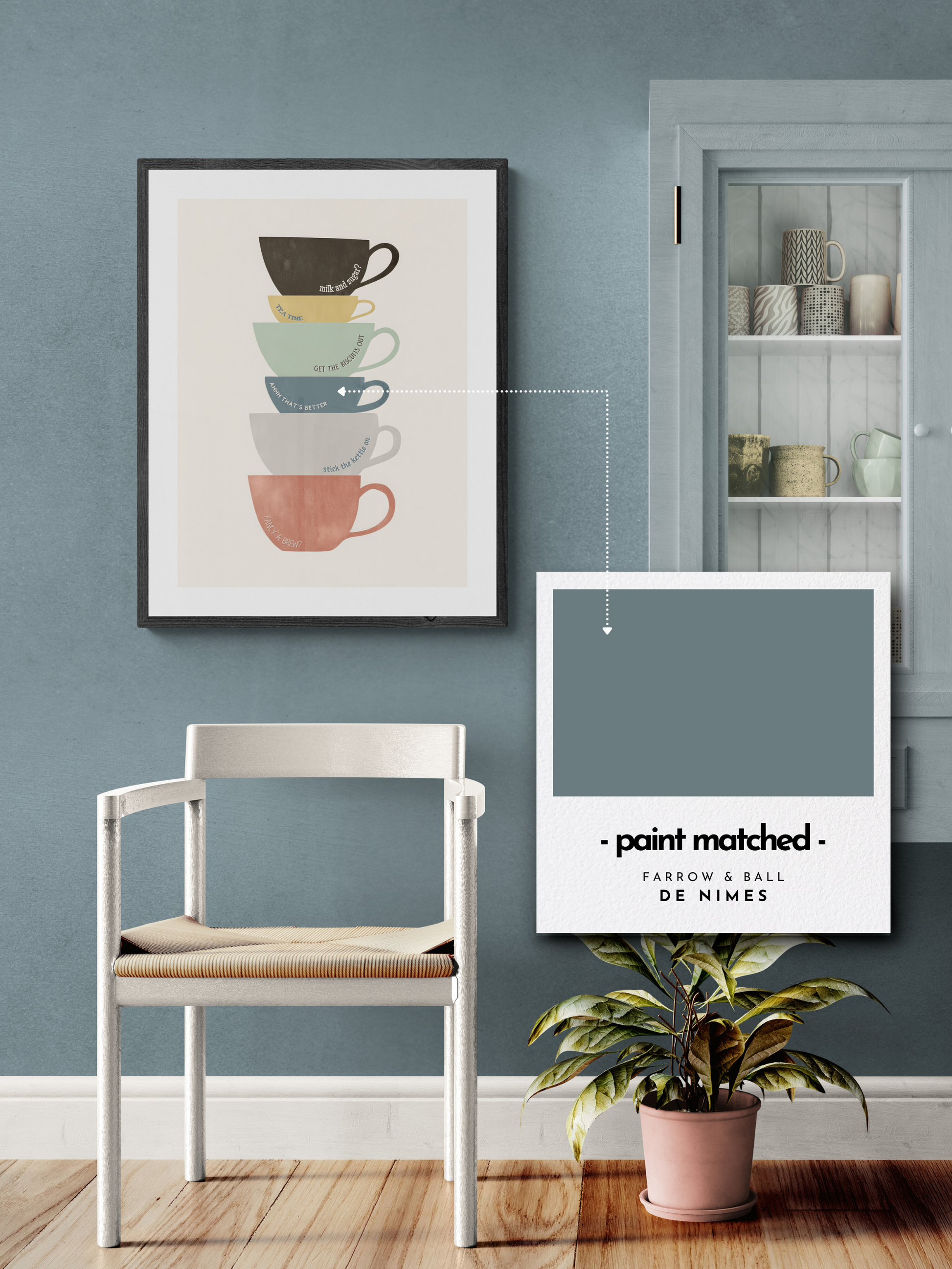tea poster, quirky kitchen print, tea print, brew poster, farrow and ball, de nimes