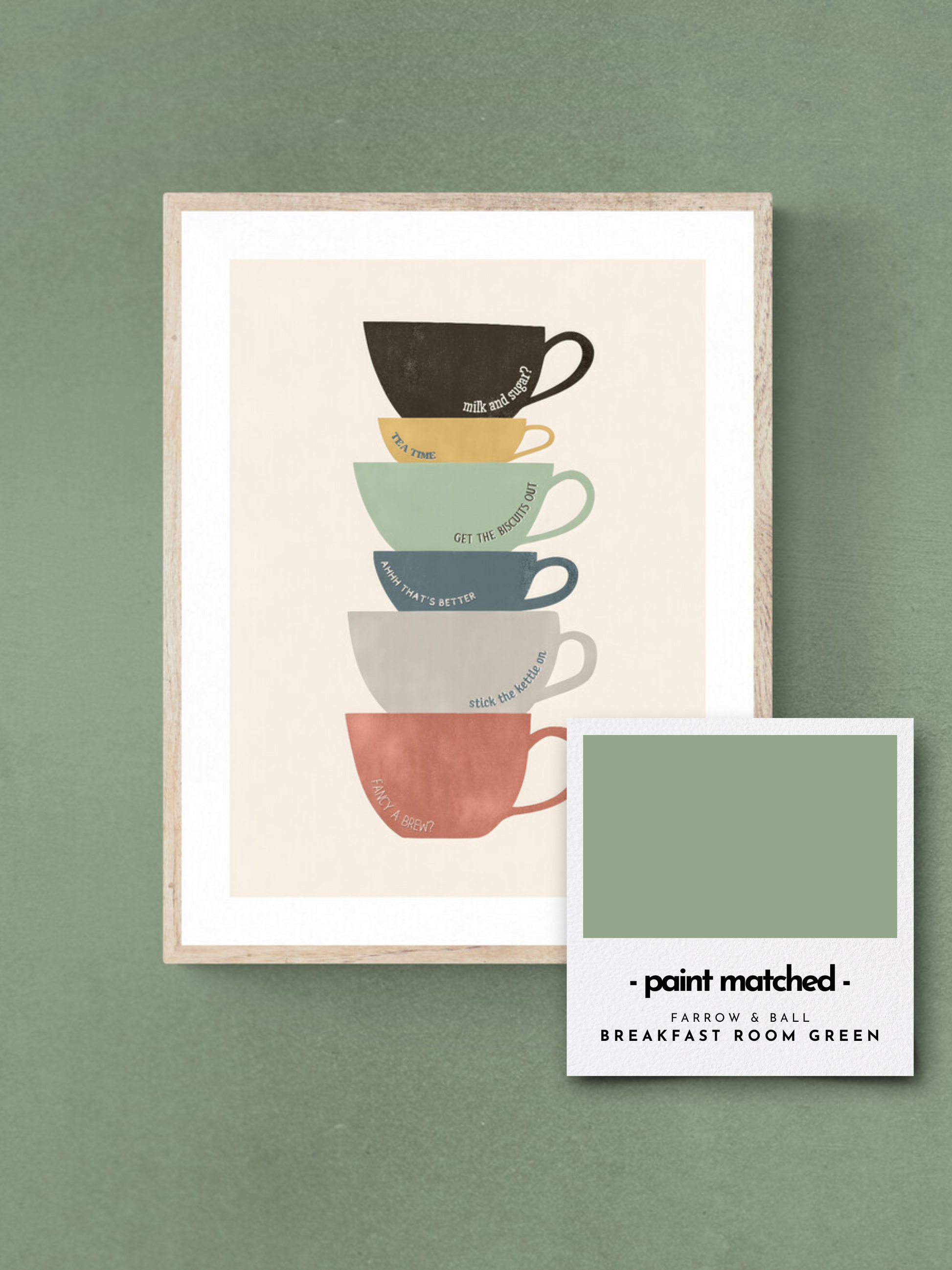 tea poster, quirky kitchen print, tea print, brew poster, farrow and ball, greens