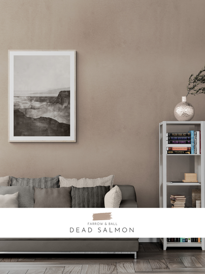 monochrome print, neutral wall decor, stylish lounge, farrow and ball, brown walls, 
