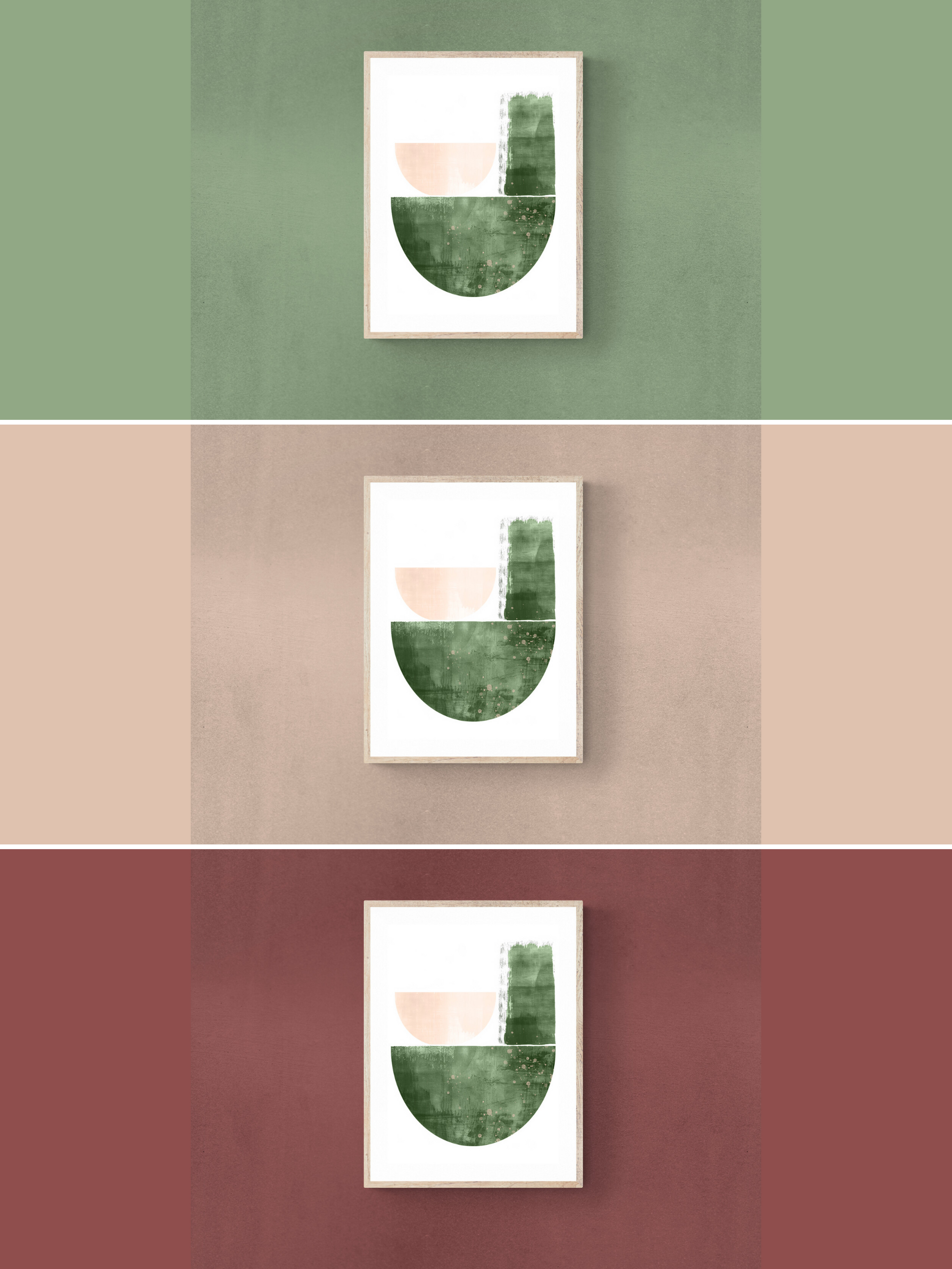 modern wall print, pink walls, green walls, red walls, farrow and ball
