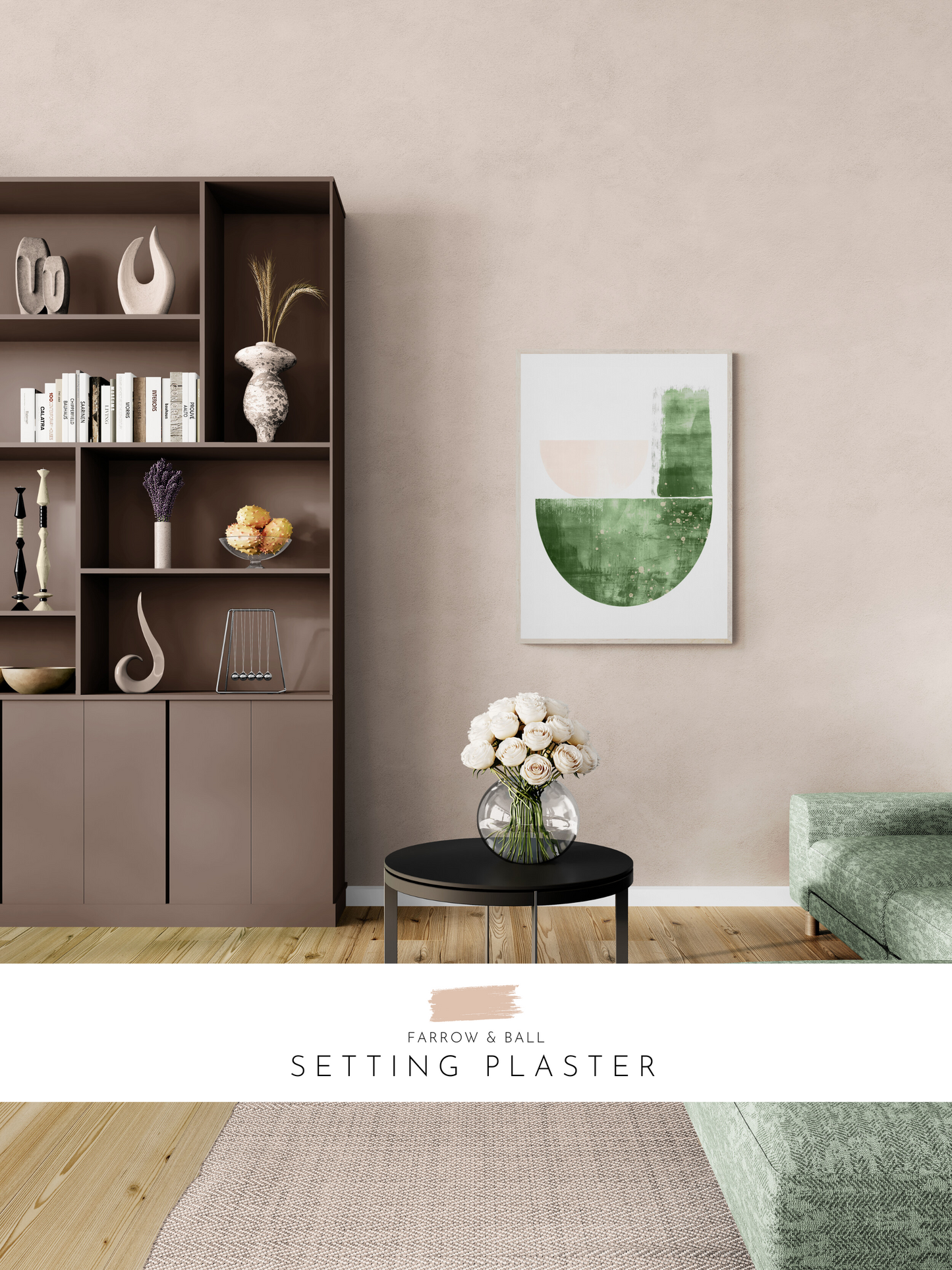 modern wall print, neutral lounge, stylish lounge, modern decor, pink walls,