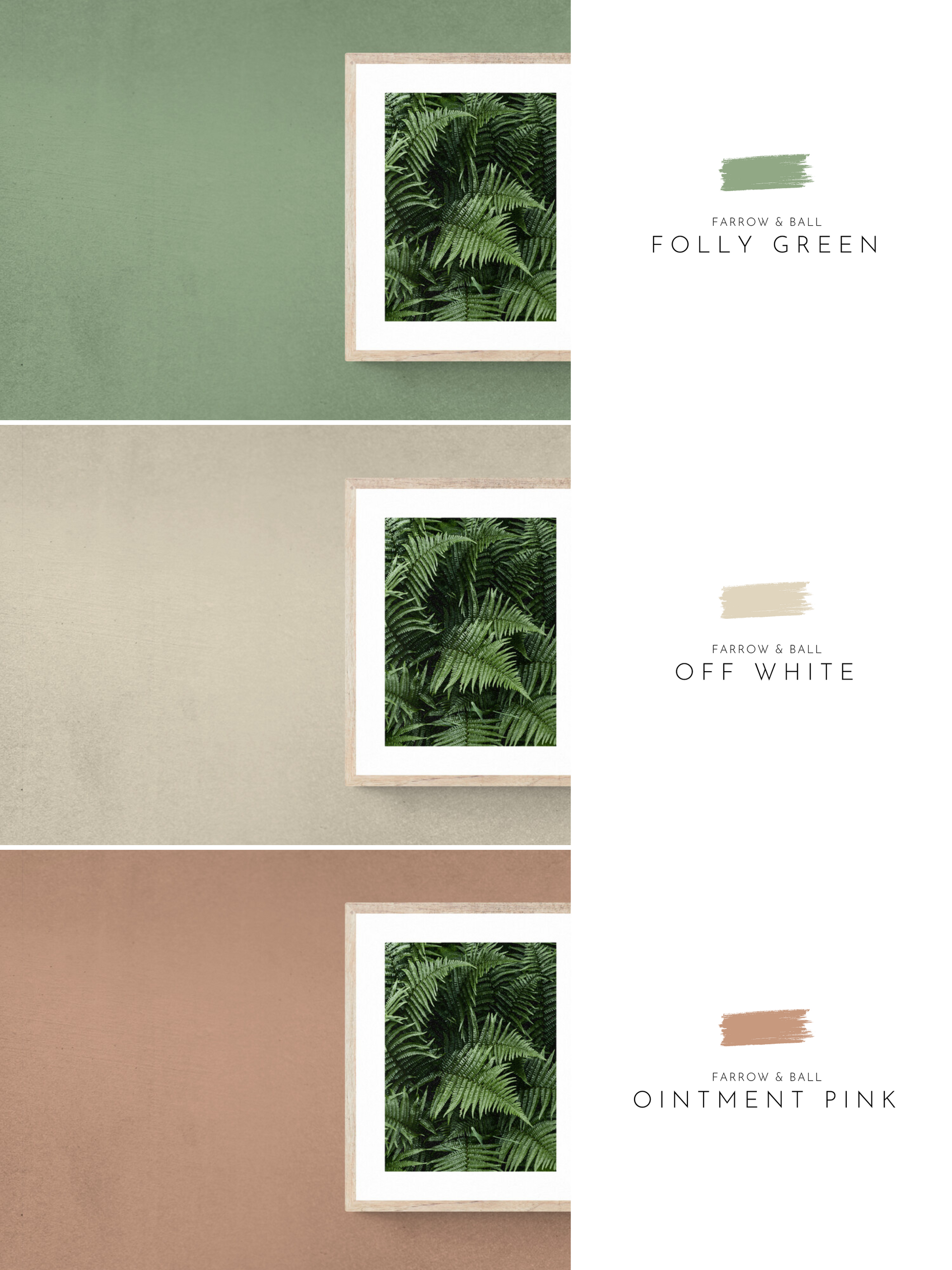 fern print, green, beige, cool neutral, red, wall colours, farrow and ball,