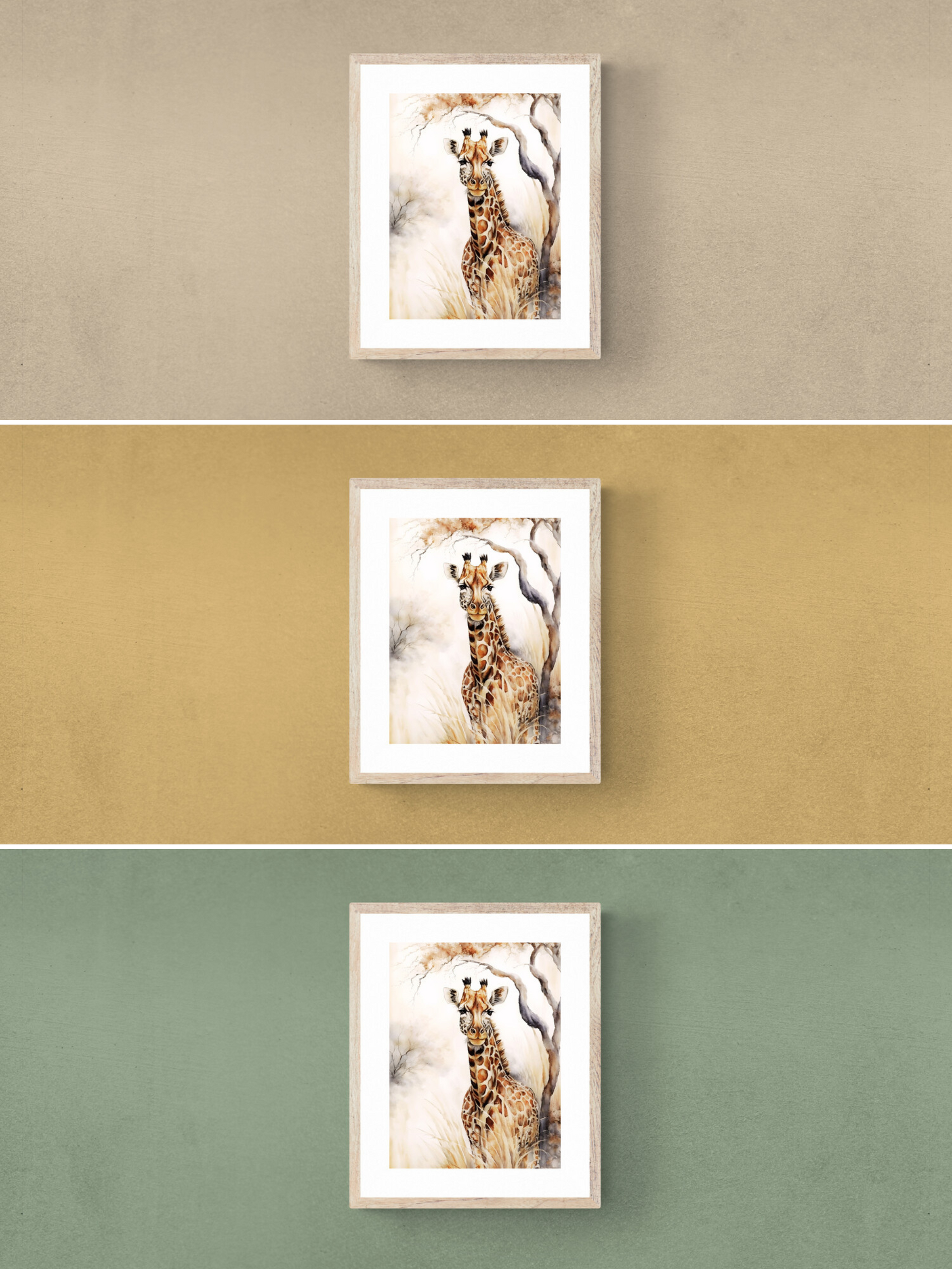 giraffe print, beige, yellow, green