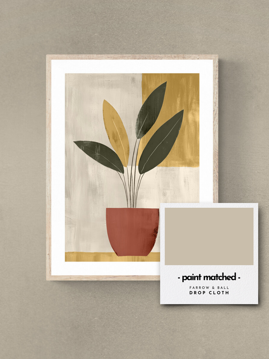 boho wall art, plant print, boho print, farrow and ball, warm neutrals,