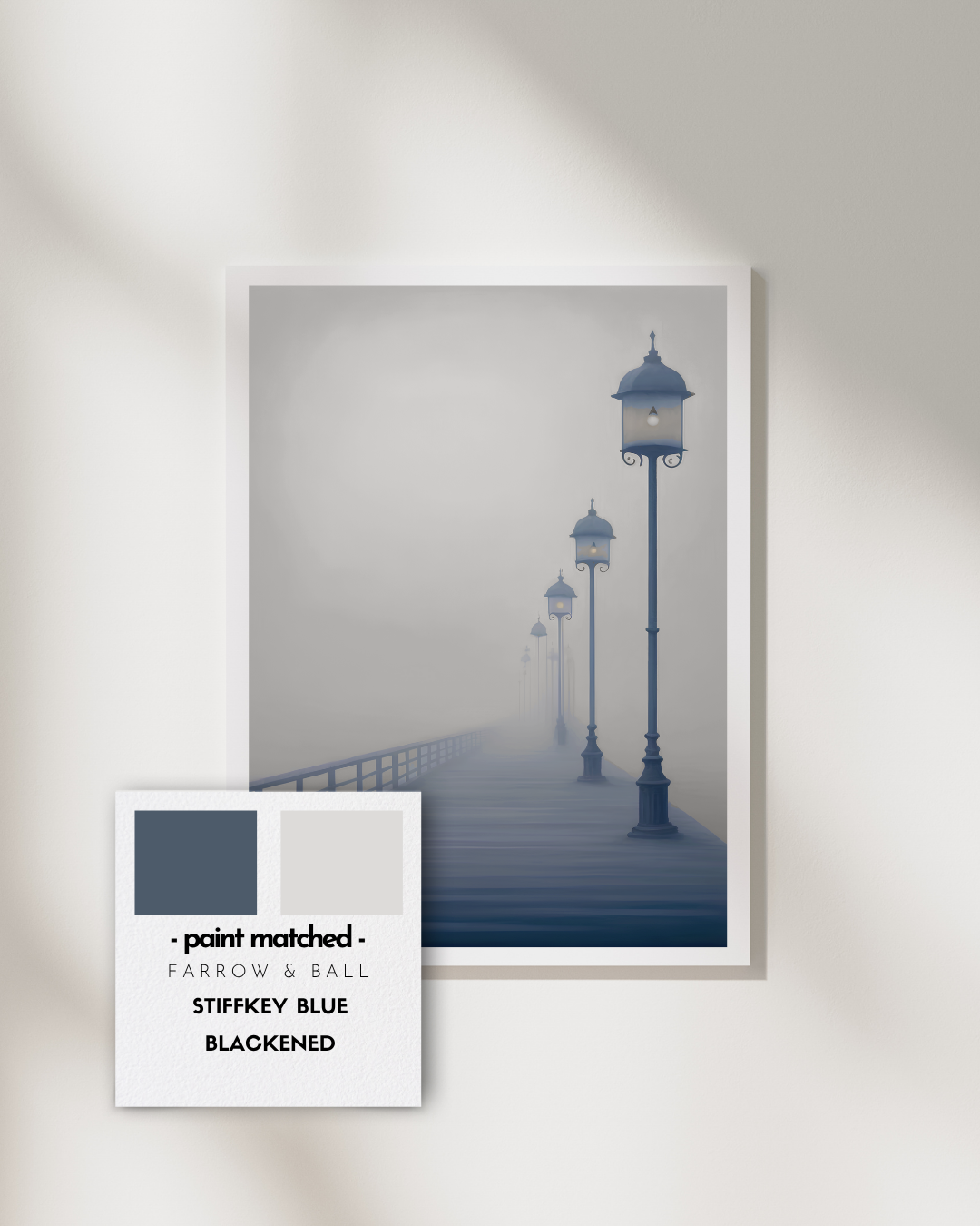 moody pier poster, misty print, stormy, weather, neutral, calming print, 
