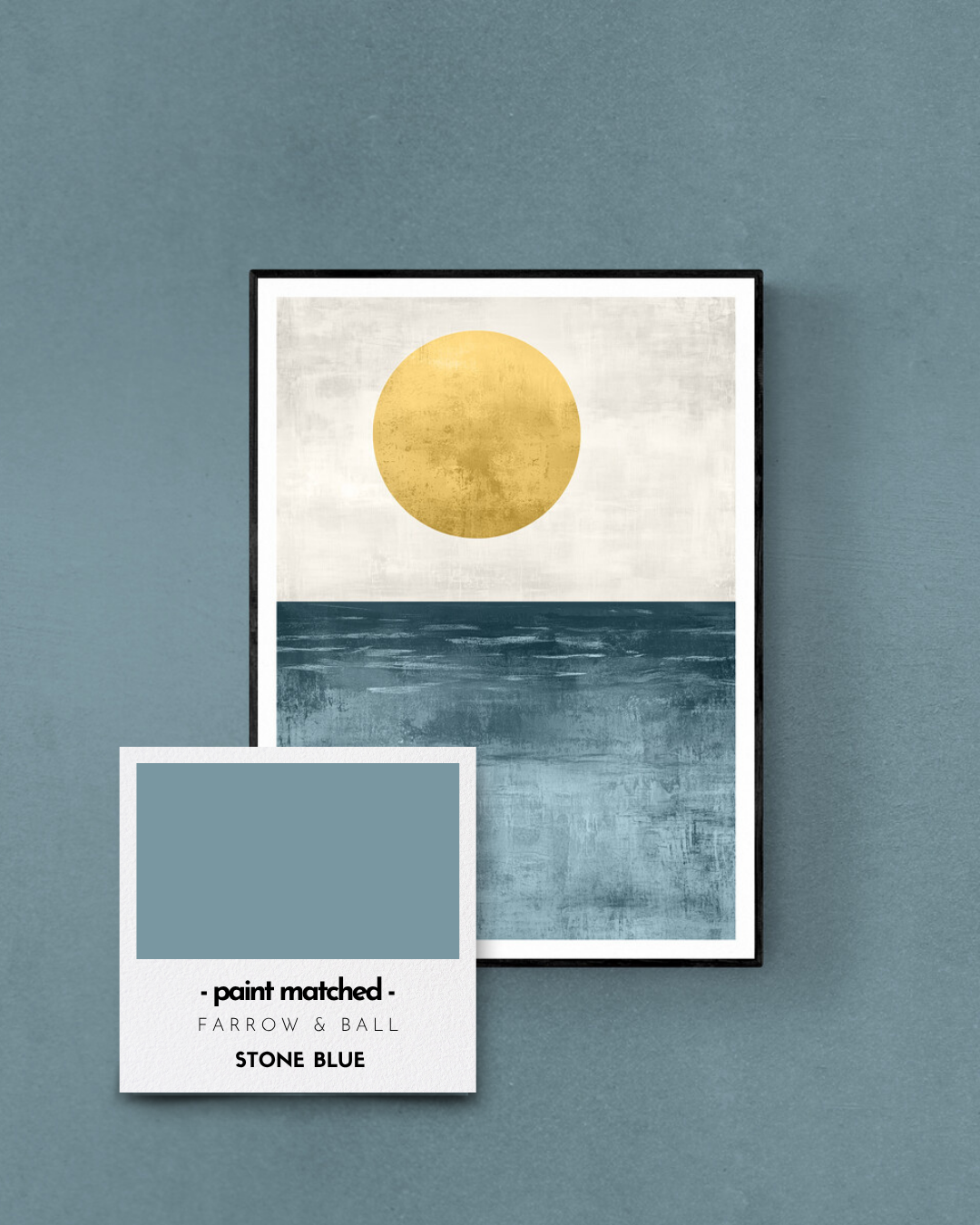 modern coastal wall art, calming ocean print, boho ocean, farrow and ball, paint matched prints, blues, stone blue