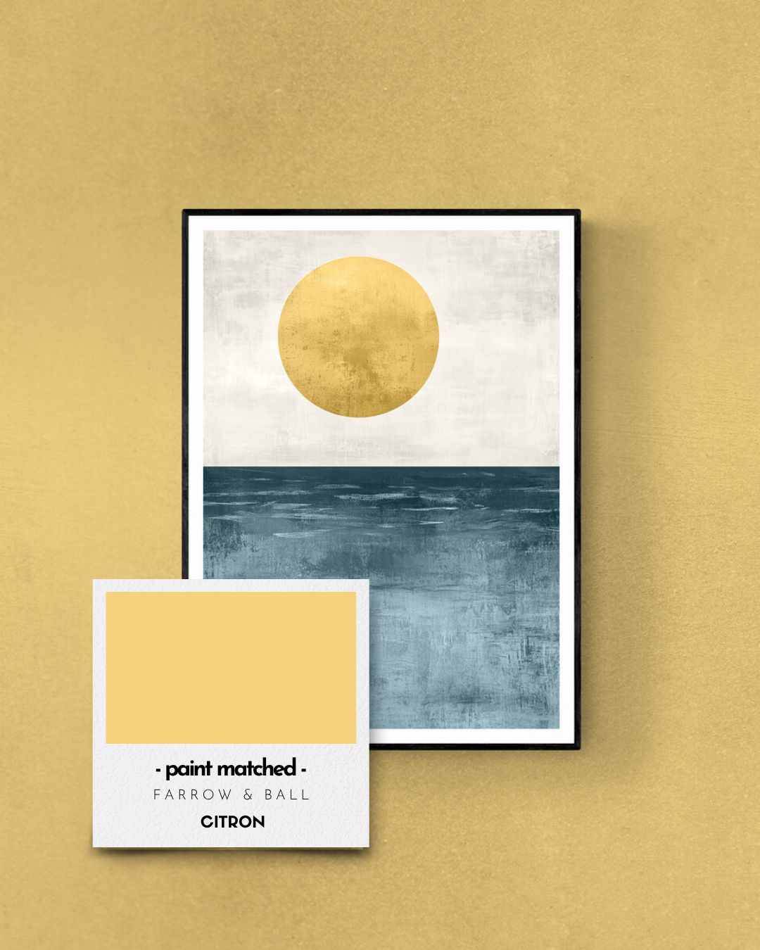 modern coastal wall art, calming ocean print, boho ocean, farrow and ball, paint matched prints, yellows, citron