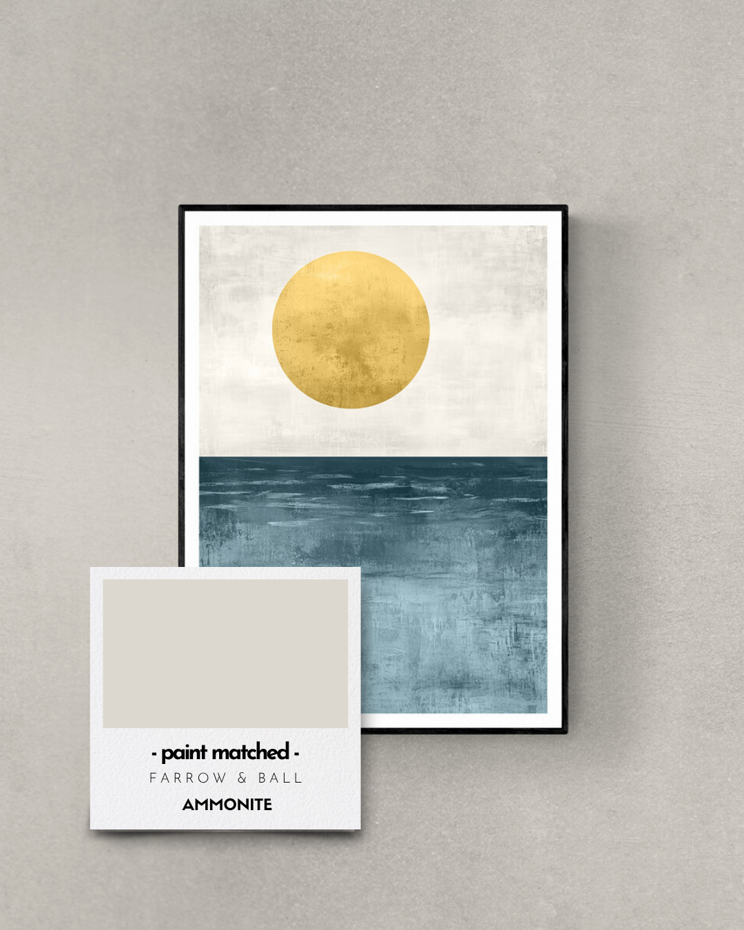 modern coastal wall art, calming ocean print, boho ocean, farrow and ball, paint matched prints, ammonite, cool neutrals