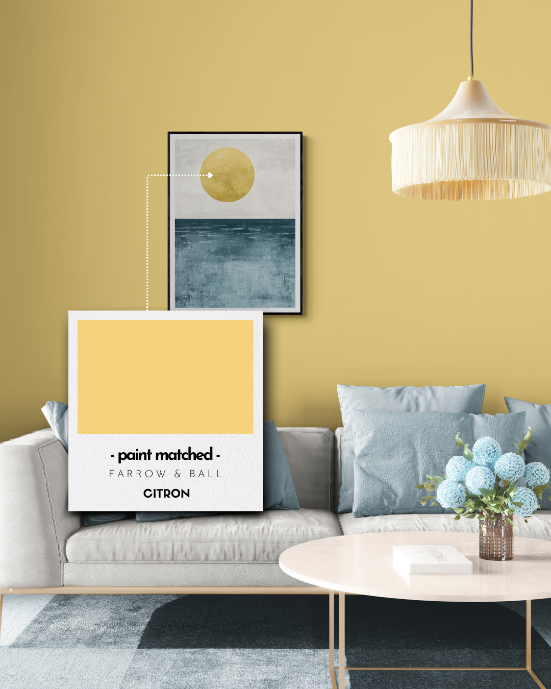 modern coastal wall art, calming ocean print, boho ocean, farrow and ball, paint matched prints, yellow prints