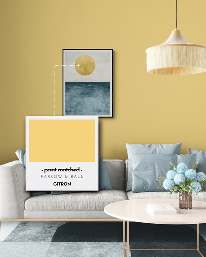 modern coastal wall art, calming ocean print, boho ocean, farrow and ball, paint matched prints, yellow prints