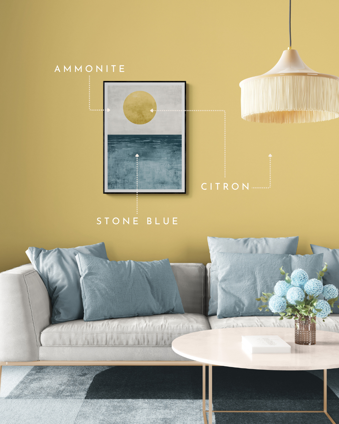 modern coastal wall art, calming ocean print, boho ocean, farrow and ball, paint matched prints, yellow wall art
