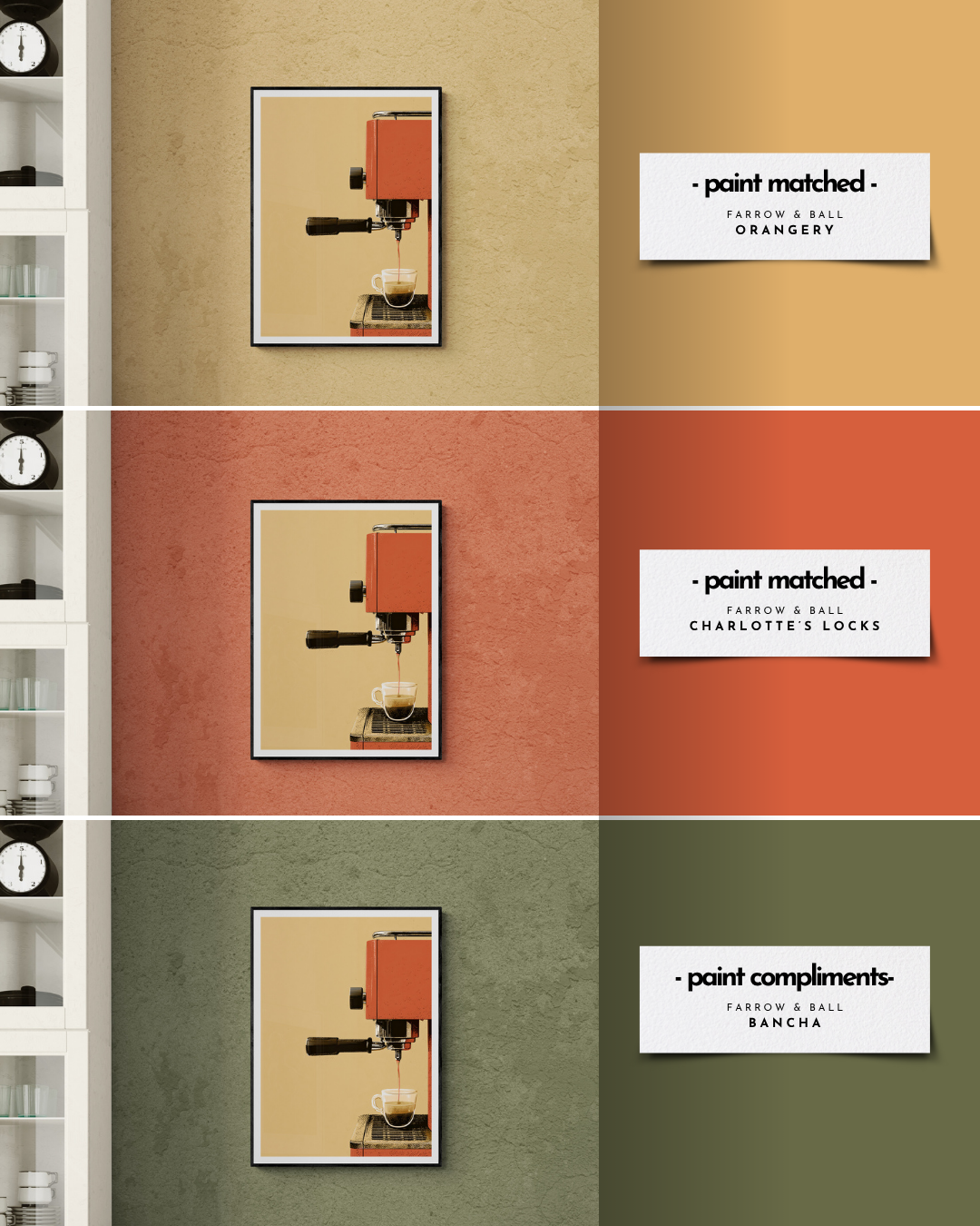 retro coffee poster, coffee print, vintage coffee, retro print, bold wall decor, colour matched, farrow and ball