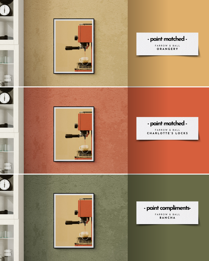 retro coffee poster, coffee print, vintage coffee, retro print, bold wall decor, colour matched, farrow and ball