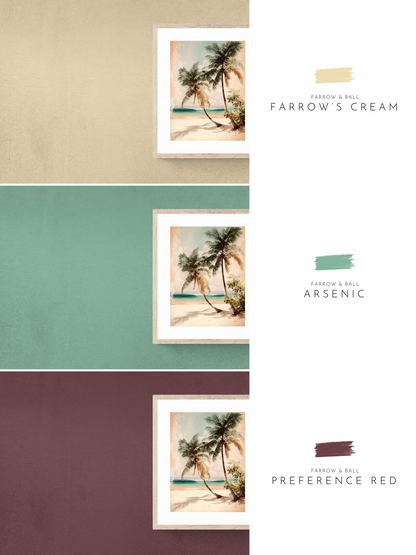 paradise print, beige, neutral, green, red, wall colours, farrow & ball, 