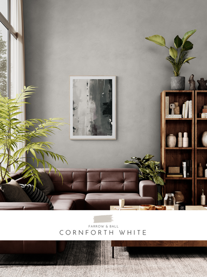 abstract print, stylish lounge, modern lounge, neutral walls, white walls