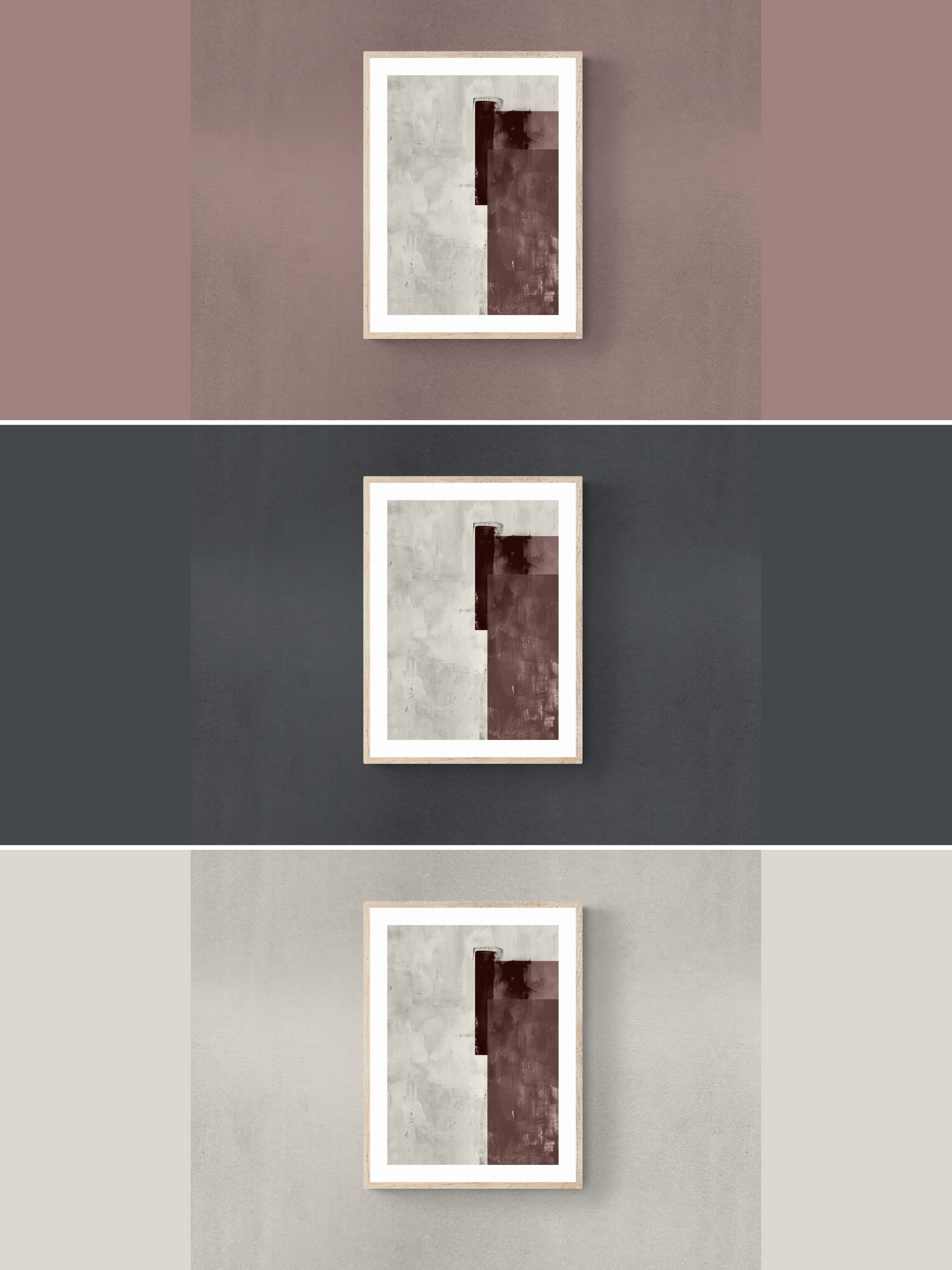 modern geometric art, pink walls, black walls, white walls