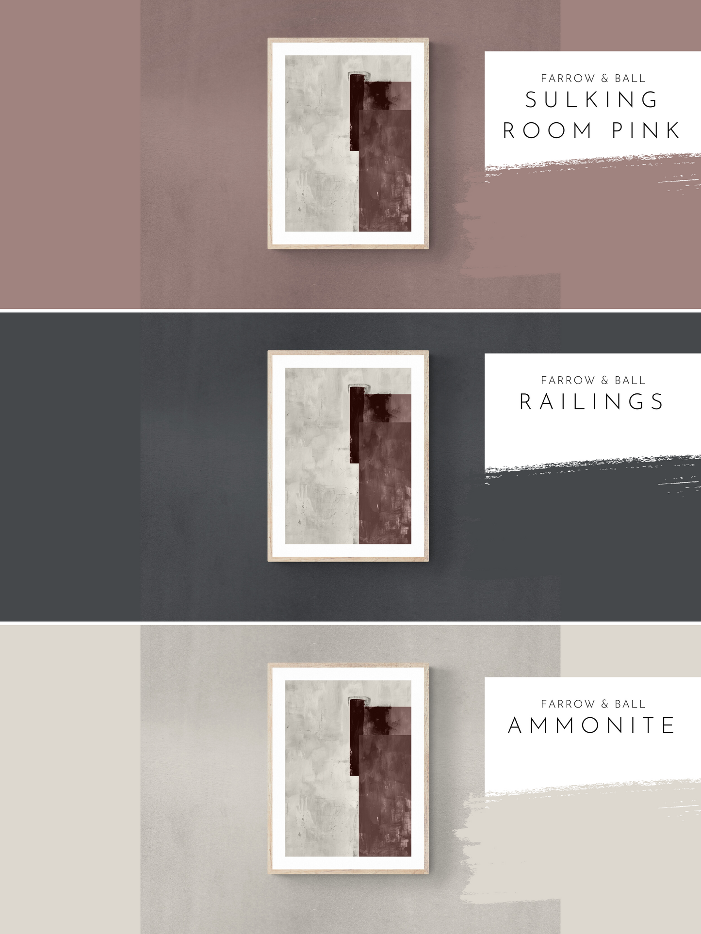 modern geometric art, pink walls, black walls, white walls, 