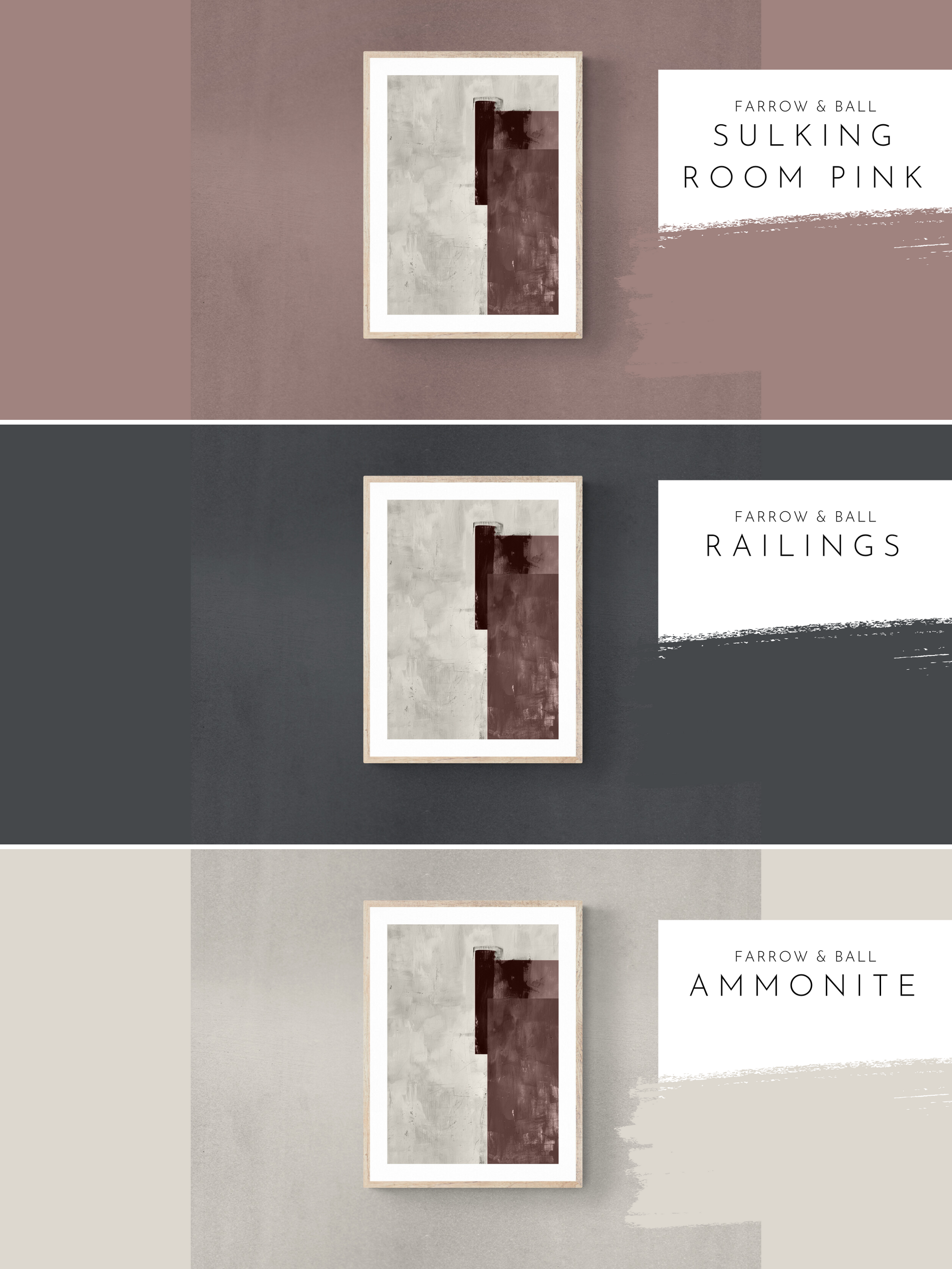 modern geometric art, pink walls, black walls, white walls, 