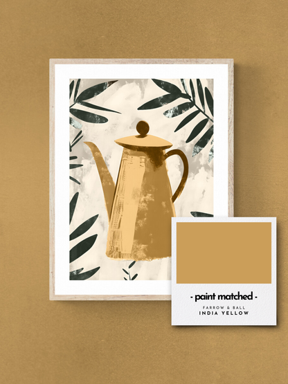 kitchen art print, boho coffee print, coffee wall art, coffee lovers, yellows