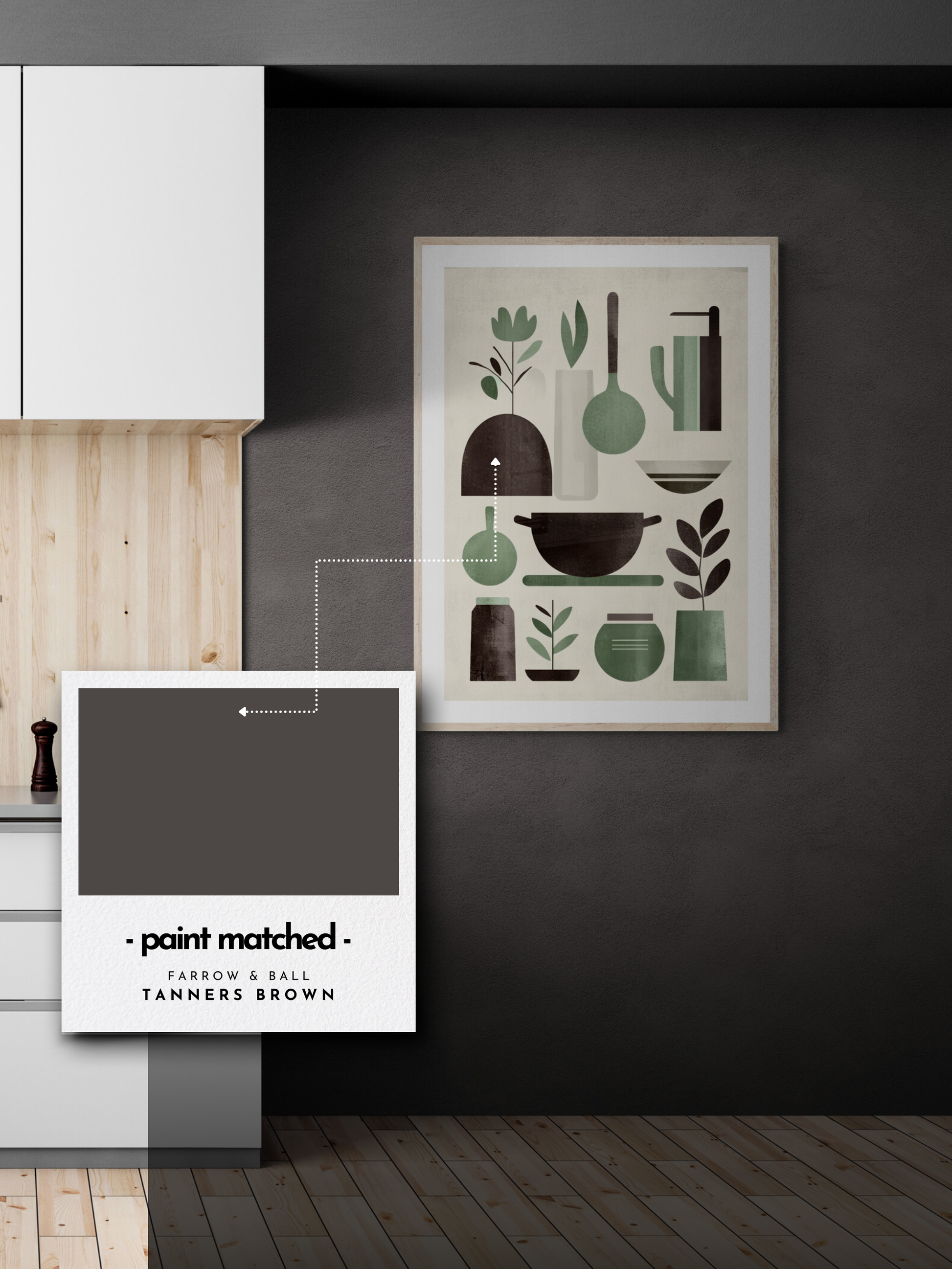 kitchen wall decor, abstract kitchen art, quirky kitchen poster, tanners brown